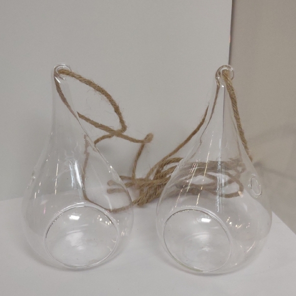 Other - Clear Glass Hanging Teardrop Terrariums